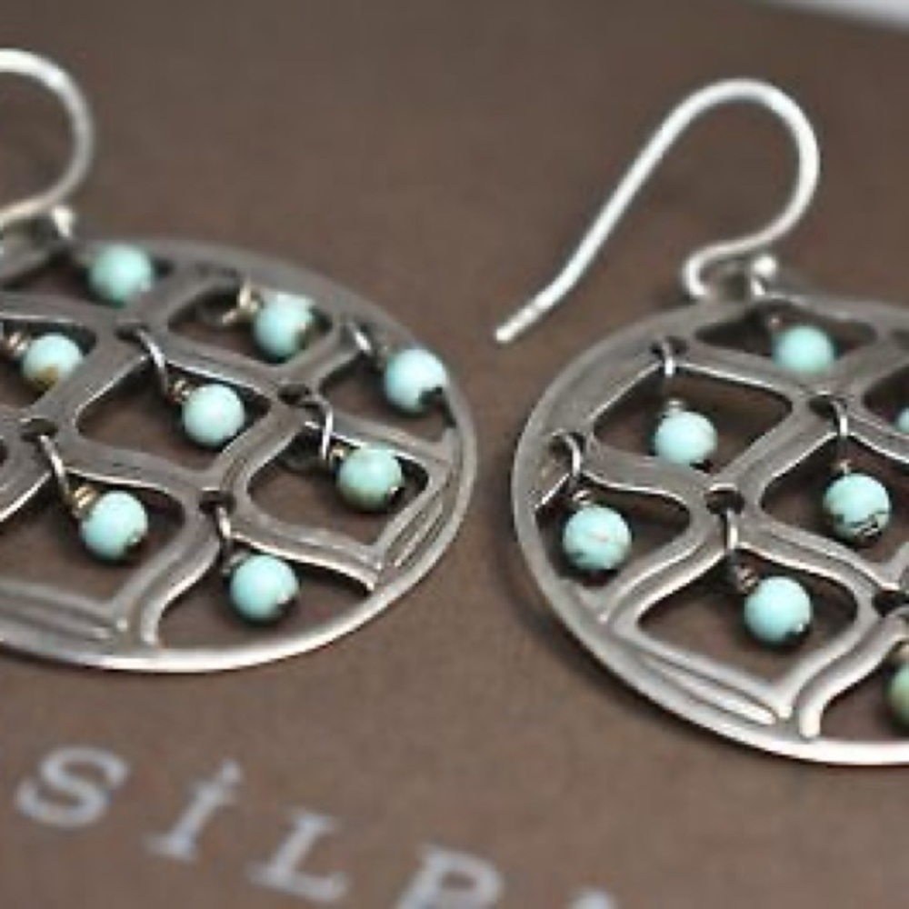 Silpada Sterling Silver Blue Green Howlite Earrings W1682 - Picture 4 of 10